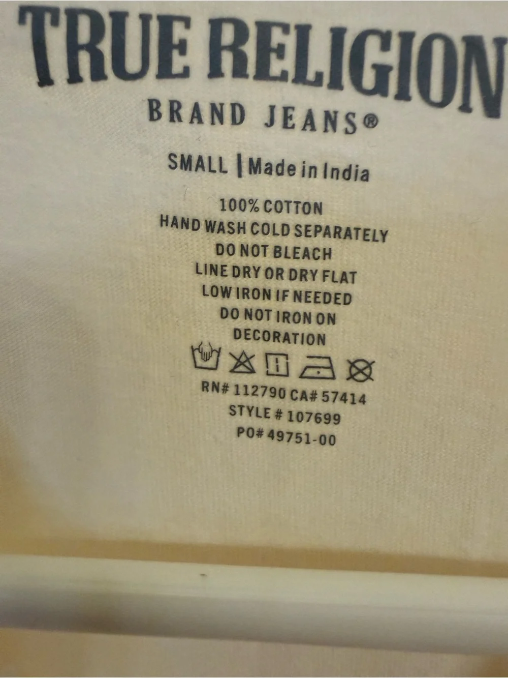 True Religion Buddha Pocket Tee White Short Sleeve Shirt, Size Small